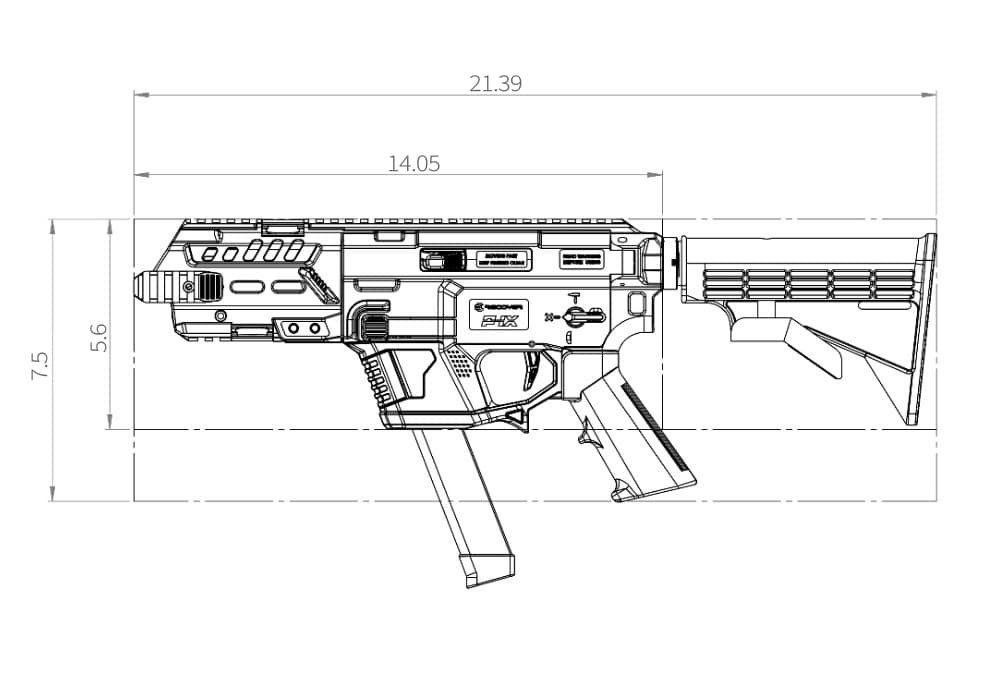 P IX dimensions inches